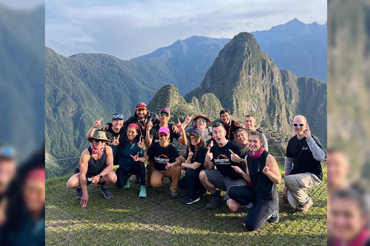 Members on a group trip at Machu Picchu